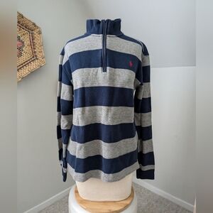 Leaving Soon Polo Ralph Lauren Striped Quarter Zip Rugby Pullover